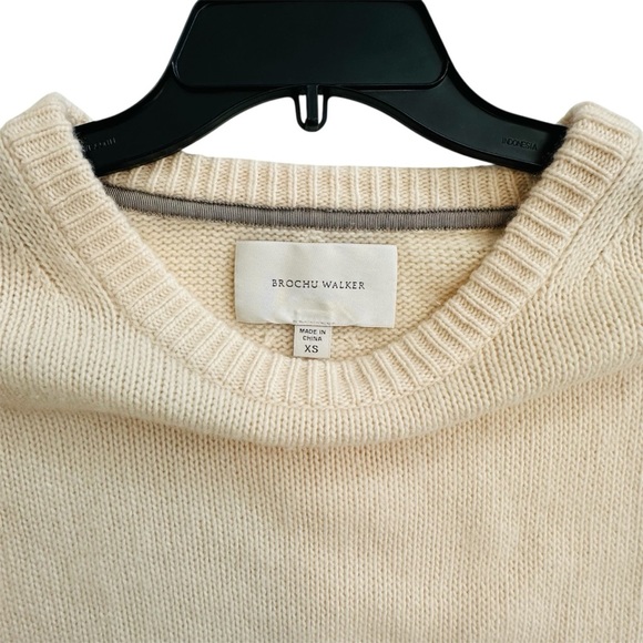 Brochu Walker Womens Classic Crew Neck Ultra Soft Cream Cashmere Sweater Size XS - Picture 7 of 11